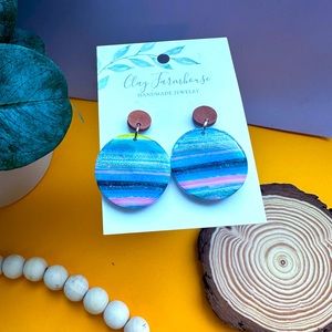 Striped polymer clay earrings